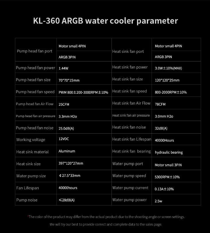Segotep KL 360 ARGB White New Specification 20230303
