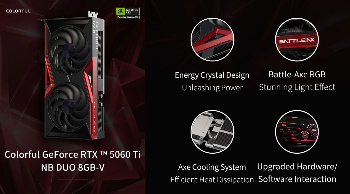 card man hinh colorful geforce rtx 5060 ti nb duo 1gb v