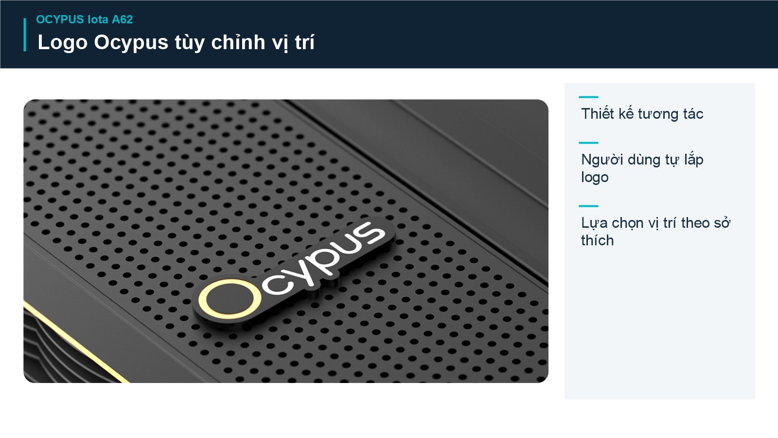 Tản nhiệt khí CPU Ocypus Iota A62 5 Logo Ocypus có thể tự lắp và tùy chỉnh vị trí
