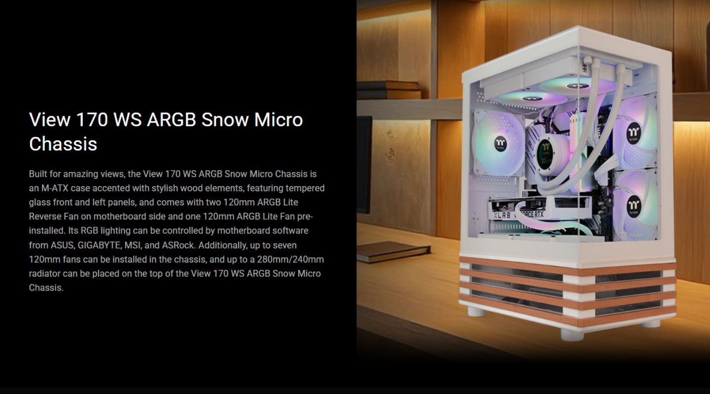 Thùng máy tính Thermaltake View 170 WS ARGB Micro Chassis 2 thung may tinh thermaltake view 170 ws argb micro chassis 1