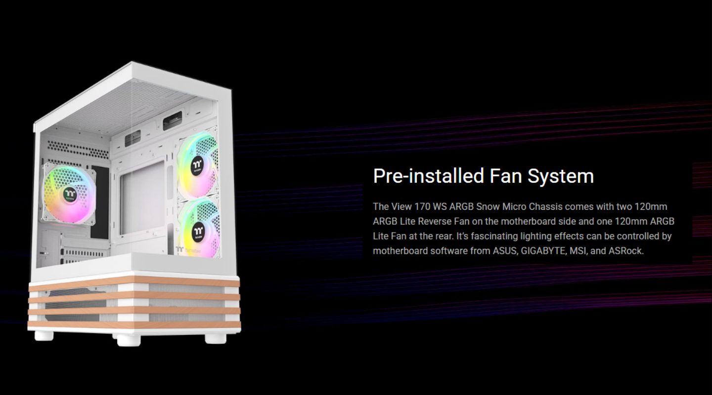 Thùng máy tính Thermaltake View 170 WS ARGB Micro Chassis 3 thung may tinh thermaltake view 170 ws argb micro chassis 2