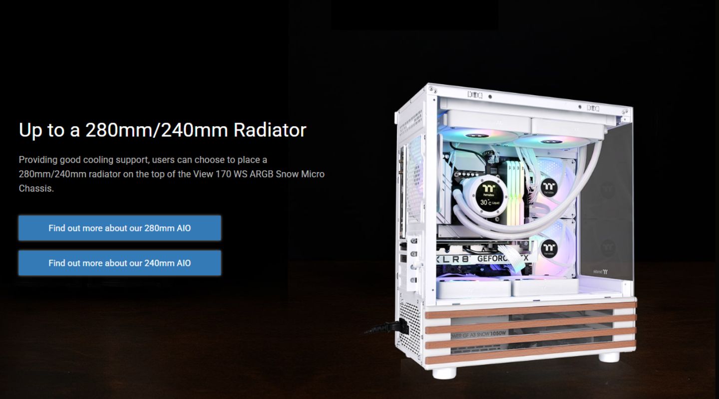 Thùng máy tính Thermaltake View 170 WS ARGB Micro Chassis 4 thung may tinh thermaltake view 170 ws argb micro chassis 3