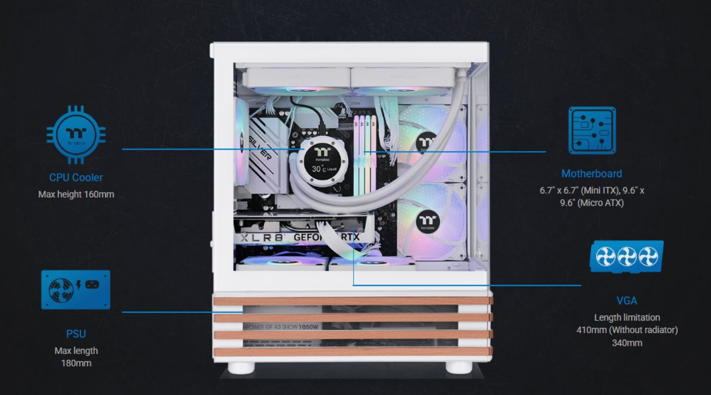 Thùng máy tính Thermaltake View 170 WS ARGB Micro Chassis 5 thung may tinh thermaltake view 170 ws argb micro chassis 4