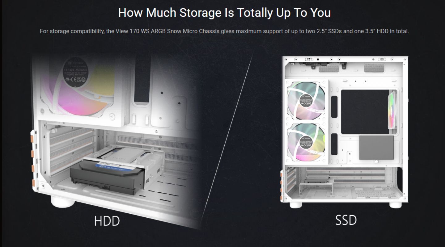 Thùng máy tính Thermaltake View 170 WS ARGB Micro Chassis 6 thung may tinh thermaltake view 170 ws argb micro chassis 5