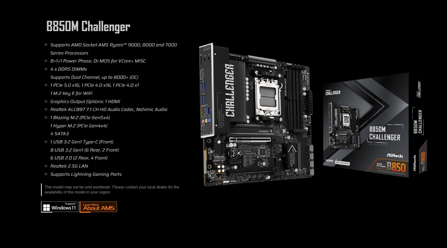 mainboard asrock b850m challenger 12