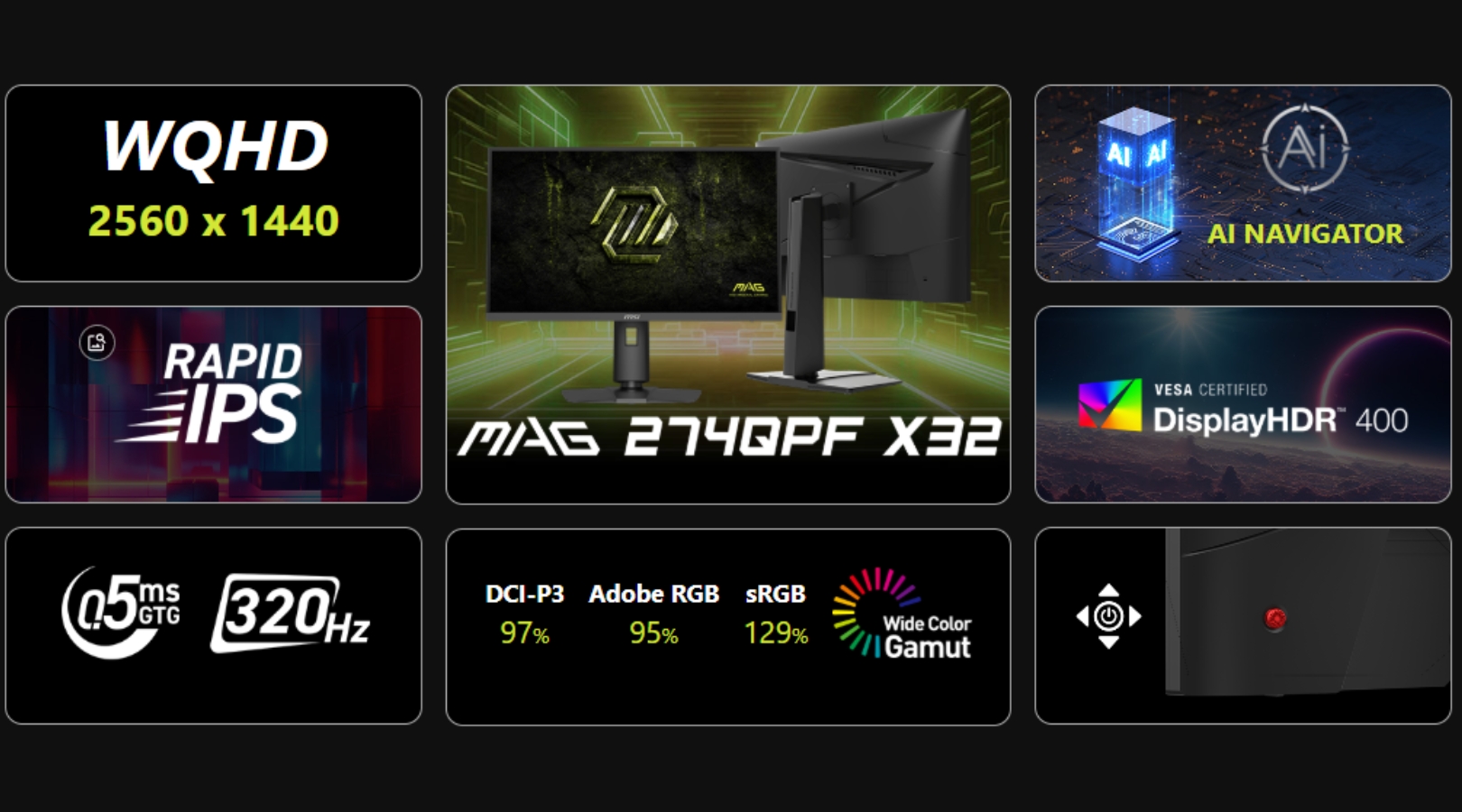 Màn Hình Gaming MAG 274QPF X32 WQHD 320Hz 3 Thông số chung Màn Hình Gaming MAG 274QPF X32 WQHD 320Hz