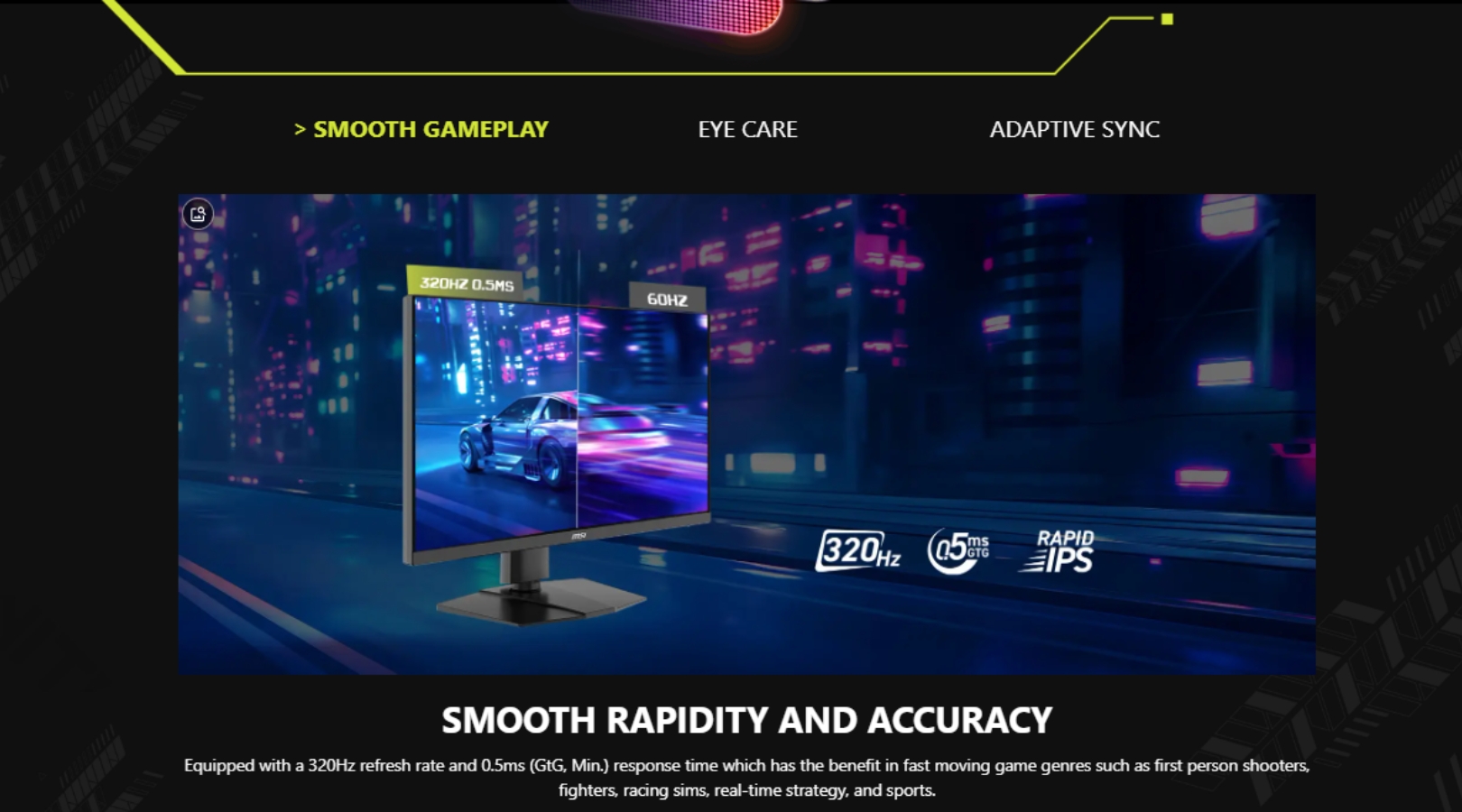 Màn Hình Gaming MAG 274QPF X32 WQHD 320Hz 4 Tần số quét 320Hz