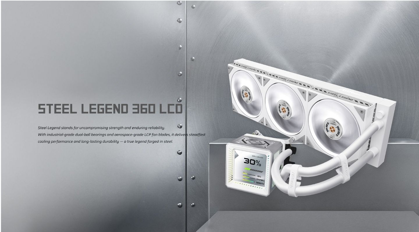Tản Nhiệt Nước AIO ASRock Steel Legend 360 LCD 5 tan nhiet nuoc aio asrock steel legend 360 lcd 1