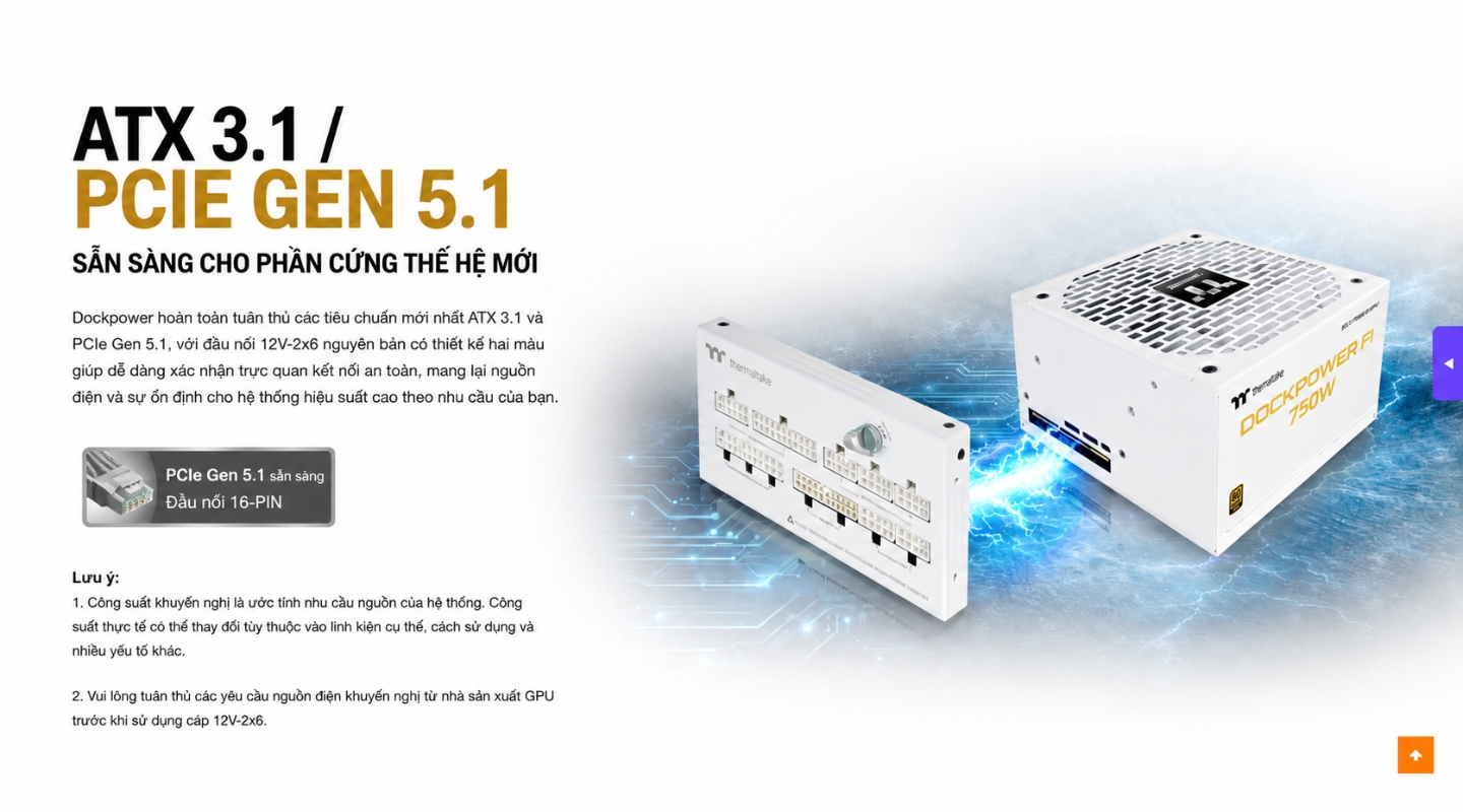 Nguồn Máy Tính - PSU Thermaltake Dockpower FI Snow 750W 80 Plus Gold ATX 3.1 4 nguon-may-tinh-psu-thermaltake-dockpower-fi-snow-750w-3