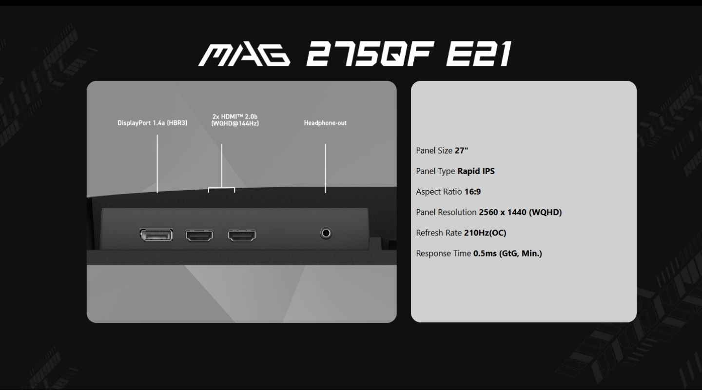 Màn Hình MSI MAG 275QF E21 210Hz WQHD 27 inch 6 man-hinh-msi-mag-275qf-e21-5