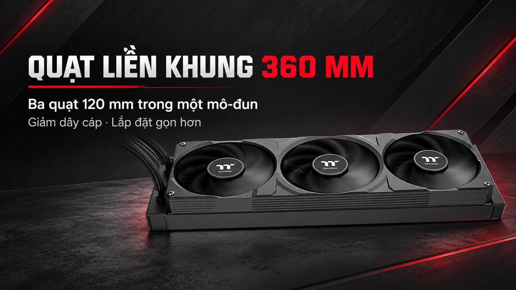 Tản nhiệt nước AIO Thermaltake OB360 3 Cụm ba quạt 120 mm liền khung của tản nhiệt nước Thermaltake OB360