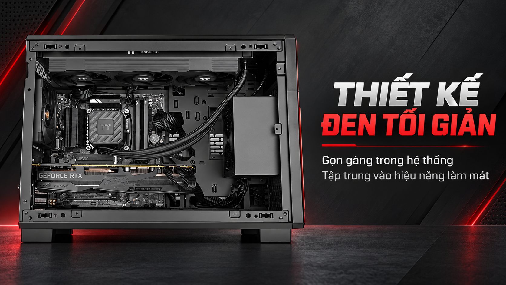 Tản nhiệt nước AIO Thermaltake OB360 7 Tổng thể tản nhiệt nước AIO Thermaltake OB360 màu đen tối giản
